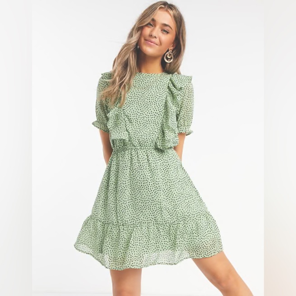 Influence Mint Dalmatian Spot Mini Bib Dress, 12